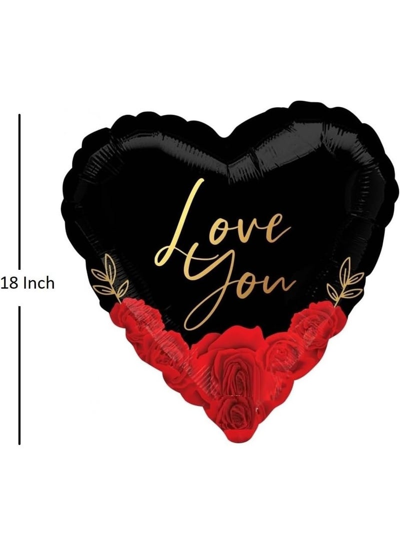 Mcolour Balloon Love Theme Red And Black Heart Shape Foil Balloons For Valentine's Day Anniversary Wedding Proposal And Birthday celebration - Image 3